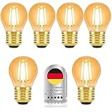 Wenscha E27 LED Lampe G45 Kugelform, 6er 4W E27 Glühbirne Warmweiß 2700K 450Lumen ersetzt 40W Halogenlampe, E27Filament Fadenlampe Glas, E27 Leuchtmittel Birne, AC 220V-240V, nicht dimmbar