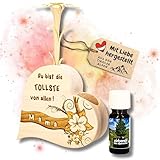 sagl.tirol® Herz aus Zirbenholz mit handgeschnitztem Edelweiß und 10 ml Bio Zirbenöl, Muttertagsgeschenke für Mama, Muttertag, coole Muttertagsgeschenke, Geschenke zum Muttertag, tollste Mama Geschenk