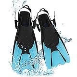 FENGQ Flossen Schnorchelflossen, Verstellbare Flossen Kurze, Verstellbaren Schwimmflossen, Schnorchelset Erwachsene Größe 34-38, Flossen für Kinder Erwachsene Schwimmen Schnorcheln(Blau-S)