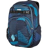 Nitro Chase Rucksack, Schulrucksack mit Organizer, Schoolbag, Daypack mit 17 Zoll Laptopfach, Fragments Blue, 35L