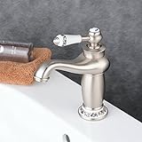 Beelee Elegant Wasserhahn bad Waschtisch Waschbecken Armatur Einhebelmischer Mischbatterie Badarmatur Waschtischarmatur, gebürstetes Nickel