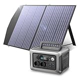 ALLPOWERS Solargenerator R600, 299WH LiFePO4 Batterie, 2x 600W (1200W Spitze) AC Ausgang Tragbare Powerstation mit 100W Solarpanel, Mobile Stromversorgung für Garten Reise Camping Wohnmobil Notfall