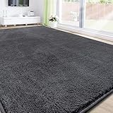 RTBQJ-AT Teppich Wohnzimmer 200x300 cm Microfiber Weicher Flauschiger Kurzflor Teppich, Rugs for Living Room Moderner Teppich Waschbar rutschfest, Hochflor Teppich Grau