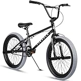 cubsala 20 Zoll Freestyle BMX Fahrrad Big Kids Teenager Fahrrad für Alter 6 7 8 9 10 11 12 13 14 Jahre alte Jungen Mädchen Teenager Jugend und Anfänger Reiter mit 4 Peg, Schwarz mit grauen Reifen