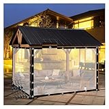 CYTZS wasserdichte Vorhänge für Den Außenbereich PVC Transparente Plane mit Ösen Wasserdicht Planen-Seitenteile für Pergola, Veranda, Gazebos, Anpassbar(1.8x2m)