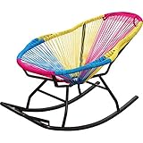 HPYDMA Rattan-Schaukelstuhl für den Außenbereich – Strand-Relaxstühle mit klappbarer Fußstütze für den Einsatz im Garten, auf der Terrasse oder im Pool, belastbar bis 150 kg