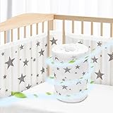 WYSWYG® Baby Nestchen Bettumrandung Babybett Umrandungen 70x140 cm Kinderbett - Hochwertiges Mesh Atmungsaktives Beistellbett - Gitterschutz Crib Schutz vor Einklemmen - Stern Muster