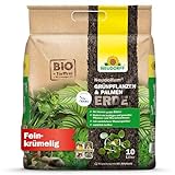 Neudorff NeudoHum Grünpflanzen- & PalmenErde – Torffreie Bio Erde, fördert gesunde Palmen und Grünpflanzen mit grünen Blättern wie z.B. Monstera, 10 Liter, Braun