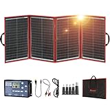 DOKIO Solarpanel Faltbar 200W 18V Kit Monokristalline mit Solar Ladegerät (LCD Anzeige + 2 USB Ausgang) und Kabel Für 12V Kfz Batterie, AGM, GEL, Säurebatterie, Generatoren plug and play