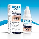 TEARS AGAIN Basic Augentropfen gegen trockene und müde Augen, Hyaluron 0,2%, Augentropfen zur Augenbefeuchtung, 15 ml