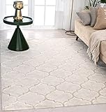 the carpet Knight Eleganter, Hochwertiger, Wohnzimmer Teppich, Softer Kurzflor, 3-D Effekt, Glänzende Design-Elemente, Hoch-Tief Struktur, Beige, 80 x 300 cm