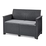 Koll Living Garden Lounge Sofa, 2-Sitzer - stilvolles Sofa in Rattan Optik - inklusive Sitzkissen - ergonomische Rückenlehne für maximalen Sitzkomfort