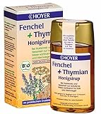 HOYER Fenchel & Thymian Honigsirup Bio - Wohltuend bei Husten & Heiserkeit - Sirup aus Honig, Fenchelöl & Thymianöl - 250 g Dosierspender