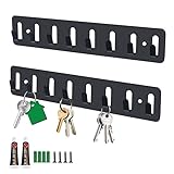 Galerie SV 2 Stück Schlüsselbrett mit 8 Haken,Schlüsselhaken, Schlüsselhalter für Wand, Key Holder Schwarz,Wandmontage für Schlafzimmer,Eingangsbereich,Wohnzimmer,Garderobe,(Mattes Schwarz)