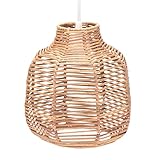 Decorasian Boho Lampenschirm aus Rattan – Korb Lampenschirm für Pendelleuchte mit E27 Lampenfassung – Korb Lampe - 22cm