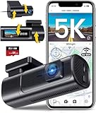 4K+2.5K Dashcam Auto Vorne Hinten mit 5GHz WiFi, 5K HDR 30fps/4K 60fps Dash Cam mit 64G SD-Karte, STARVIS Nachtsicht, 1,5' IPS-Bildschirm, GPS Auto Kamera, 24H Parküberwachung, 360° Drehbar. Max 512GB