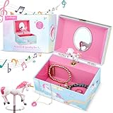 Jewelkeeper Musikalisches Schmuckkästchen - Rechteckige Einhorn Box Mädchen mit Musik, Schatztruhe Mädchen für Schmuck, Schmuckdose Kinder - Schmuck Kasten für Mädchen - 14 x 10,5 x 8,5 cm