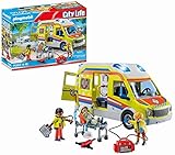 PLAYMOBIL City Life 71202 Rettungswagen mit Licht und Sound, Spielzeug für Kinder ab 4 Jahren