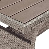 SDWEHO7 Gartentisch mit PS-Platten, PE Rattan Terrassentisch Balkontisch Wetterfest Garten Balkon Esstisch, Hitze- und Wetterbeständig, Grau 120x70x66 cm