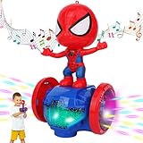 Spider Man Stunt Spielzeugauto, Spielzeug mit Spiderman-Charakteren, Marvel Charakteren Spielzeuge, 360-Grad-Drehung mit Lichtern und Musik, Geeignet Spielzeug für Kinder im Alter von 3–8 Jahren
