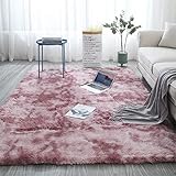 Aujelly Soft Area Rug Schlafzimmer Shaggy Teppich Zottige Teppiche Flauschige Bunte Batik-Teppiche Carpet Neu Rosa 120 x 160 cm