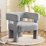 ANTJUMPER Accent Chair Sherpa-Stuhl, moderner weißer flauschiger Stuhl, bequemer Teddy-Sessel, bequemer Lesesessel für Wohnzimmer, Schlafzimmer, Büro