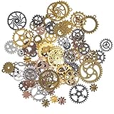 FOCCTS 100g Steampunk Zahnräder Metall Anhänger Zahnraeder Steampunk für Schmuck Basteln 7-30mm