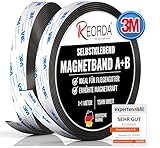 Reorda® Magnetband A B - (STARKER 3M KLEBER) Magnetstreifen für Fliegengitter & Moskitonetze für beste gegenseitige Anziehung - Magnetband selbstklebend