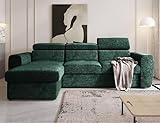 MODERNO Ecksofa mit Schlaffunktion Napoli - Sofa mit 3 Sitzen - Schlafcouch L-Form - Modern Couch - Ecke Grün