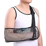 Medizinische Schulterschlinge aus Netzstoff für Schulterverletzungen, gerissene Rotatorenmanschette, verstellbare atmungsaktive Armbandage für Dusche, rechter linker Arm stabilisiert Ellenbogen-,