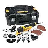 Dewalt 300 W oszillierendes Multi-Tool DWE315KT (stufenlos regulierbare Geschwindigkeit, werkzeugloser Zubehörwechsel, LED-Leuchte, Staubabsaugung, inkl. 37-tlg. Zubehör Set, T-STAK-Box)