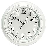 Topkey Stille Wanduhr Küche 9 Zoll Retro Nicht tickend Dekorativ Schlafzimmer Büro Wanduhr- Weiß