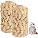 2 Stück 50m Sisalseil für Kratzbaum 6mm Natur Kratzbaum Seil 6mm Seil Sisal 100% Seil für Kratzbaum Schnur Sisalseil 6mm Hanfseil 6mm Sisal Seil Sisalseil Katze Seile Sisalseil Kratzbaum