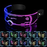 Comius Sharp Led Brille, Party Leuchtbrille Leuchtende Visor Glasses, Futuristische Visierbrille, Neon PartyBrille, Cyberpunk LED Brille für Konzert, Bar, DJ, Nachtleben, Versammlungen, Verkleidung