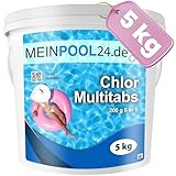 5 kg MEINPOOL24.DE Chlor Multitabs 5 in 1-200 g Tabs Multi Chlortabletten - 5 Phasenwirkung für sichere und saubere Poolpflege - hygienisches Poolwasser - Made in Europe - für kristallklares Wasser