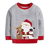 Little Hand Jungen Pullover Sweatshirt Kinder Warme Weihnachtspullover Weihnachtsmann Puli 2-7 Jahre (104, Weihnachtsmann-grau)