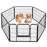 Yaheetech Welpenlaufstall Welpengitter 6 Gitter je 80x 60 cm Welpenauslauf Freigehege für Hund Hundelaufstall Innen/Außenbereich