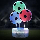 ZWOOS Fußball Geschenke –3D Illusion Kinder Nachtlicht-LED Fußball Licht mit Fernbedienung-3 Farben-Dreischichtige Bunte Fußballlichter für Geschenke für Jungs Schlafzimmer Deko