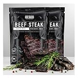 The Meat Makers Original Beef Jerky Steak (400g) - Getrocknetes Rindersteak Proteinreiches Rindfleisch Dörrfleisch Trockenfleisch Für Menschen Trocken Fleisch Beef Jerky Snack.
