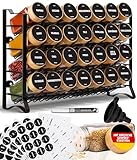 Deco haus® Gewürzregal Stehend & Wand [MIT GEWÜRZDOSEN & ETIKETTEN] - Gewürz Organizer - Gewürzregal Wand - Gewürzregale Spice Rack Organizer - Gewürzständer Gewürzregal Hängend - Gewürzregal Schwarz