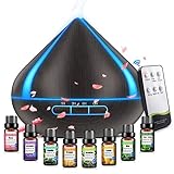 500 ML Diffuser Für Ätherische Öle Mit 8 Ölen, Aromatherapie Diffuser Mit Fernbedienung, 4 Timer, Automatische Wasserlose Abschaltung Für Großer Raum Schwarz