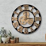 ALEENFOON Uhr Leise Wanduhren, 3D Gear Vintage Industrial Silent Nicht tickend Römischen Ziffern hängende Uhr für Wohnzimmer Küche Ohne Tickgeräusche Innenuhr (50CM, Roman Numerals)