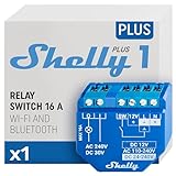 Shelly Plus 1 | Wlan & Bluetooth Smart Relais Schalter - 16A | Trockenkontakt | Lichtschalter | Hausautomation | Kompatibel mit Alexa & Google Home | iOS Android App | Kein Hub erforderlich
