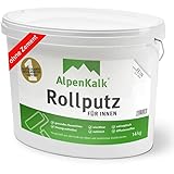 AlpenKalk® Rollputz extraFEIN | 0,3mm Körnung | Hohe Deckkraft & schnell verarbeitungsfertig | Roll- und Streichputz für innen | Ideal für Heimwerker | 14 kg für ca. 60 m²
