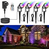 RGB LED Gartenbeleuchtung, Netzbetrieben, 17m, 12V Niederspannungs Gartenstrahler mit Adapter, IP67 Wasserdicht, Geeignet für Garten, Hof, Bäume, Halloween, Weihnachten (RGB-Farbe, 4 Stück)