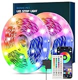 Bonve Pet LED Strip 20m, Bluetooth RGB LED Streifen, Farbwechsel LED Lichterkette mit Fernbedienung, App-Steuerung, Musikmodus, Timer-Einstellung, Dimmbar, LED Band für Haus Schlafzimmer TV Küche