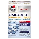 Doppelherz system Omega-3 Premium 1500 – Hoher Gehalt an wertvollen Omega-3-Fettsäuren EPA und DHA als Beitrag zur normalen Herzfunktion – 60 Kapseln