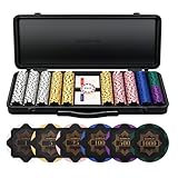 SLOWPLAY Nash Poker Set | Jetons de Poker en Argile 500 PCS [Avec Valeur], 14g | Malette de Poker Texas Holdem, Deluxe Coffret de Poker| Cartes de Poker, Bouton Dealer