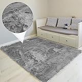 Amazinggirl Hochflor Teppich wohnzimmerteppich Langflor 200 x 300 cm - Teppiche für Wohnzimmer flauschig Shaggy Schlafzimmer Bettvorleger Outdoor Carpet Grau