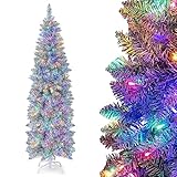 RELAX4LIFE Künstlicher Weihnachtsbaum 180 cm mit Beleuchtung 250 Mehrfarbigen Lichtern Tannenbaum mit 475 Zweigspitzen Faltbarem Metallständer